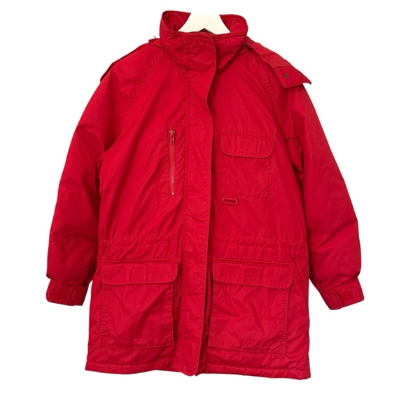 Vintage 90s Eddie Bauer Goose Down Red Snow Insulated Heavy Hooded Jacket Medium - Picture 14 of 15